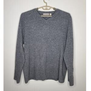 Express 100% wool lambswool grey v-neck long sleeve sweater - XL